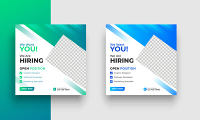 Wall Mural - We are hiring job vacancy social media post or square web banner template design