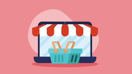 Wall Mural - ecommerce technology in in animation