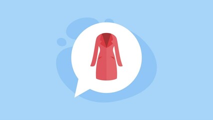 Wall Mural - red dress woman in speech bubble