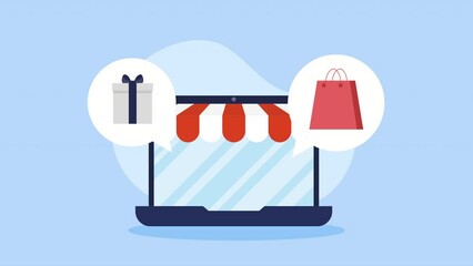 Wall Mural - ecommerce technology in in animation