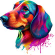 Colorful dachshund with paint splashes
