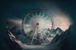 Ferris wheel on the top of the mountain, created with Generative AI technology