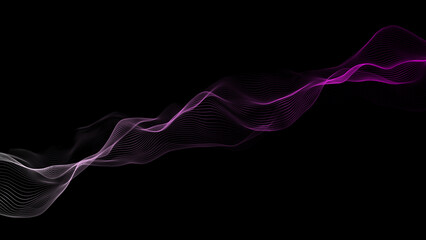 Wall Mural - textured wave of particles. visualization of technological connections. molecular connection of part