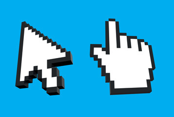 Wall Mural - set of 2 pixel cursors. mouse arrow pointer. cursor mouse icon vector eps10.