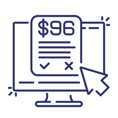 Sticker - Online invoice line icon on white