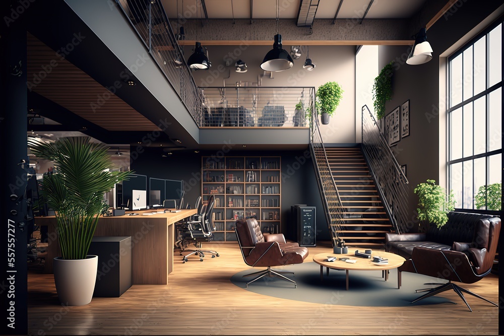 modern office interior design. Loft concept. Generative AI Stock ...