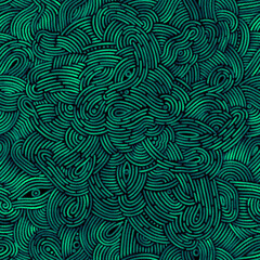 Seamless pattern with curves. Green abstract background.