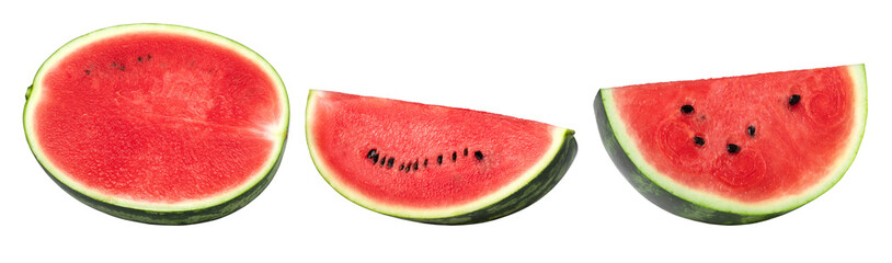 Canvas Print - watermelon halves and slices isolated, Watermelon macro studio photo, transparent png, collection, PNG format, cut out