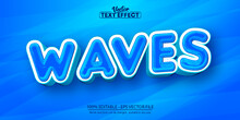 Waves Text Effect, Editable Sea Surfing Text Style