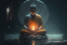 Buddha In Yoga Meditation , Uses Aspects Of Music To Improve Health And Well Being. Can Help Your Meditation And Relaxation. Generative Ai 