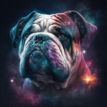 Bulldog Dog In Space - Generative AI
