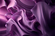 Leinwanddruck Bild - 3d render, modern abstract wallpaper with curvy pink violet translucent film ruffles, layers and folds. Fashion background