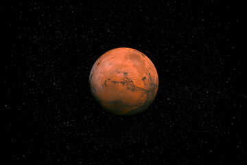 Wall Mural - red planet mars in space surrounded by stars. this image elements furnished by nasa.