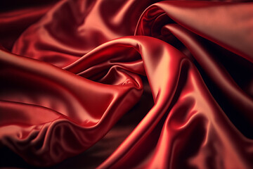 close up of red silk made by generative ai