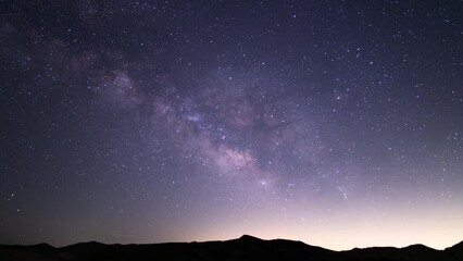 Wall Mural - June Bootid Meteor Shower and Milky Way Galaxy 24mm South Sky Over Canyon Purple Time Lapse 