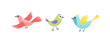 Bird colorful set. Flying bird. Little bird, nestling, chick. Spring, easter. Flat, cartoon, isolated 