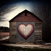 Valentine's Heart And A Rustic Barn