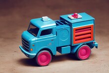 Vintage Antique Colorful Children's Toy Truck, Plastic