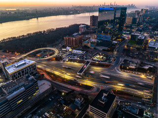 Wall Mural - Aerial Drone Sunrise in Fort Lee, New Jersey 