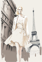 Paris Inspired Fashion Illustration, AI Assisted Finalized In Photoshop By Me 
