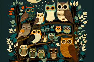 Wall Mural - owl graffiti in the wall