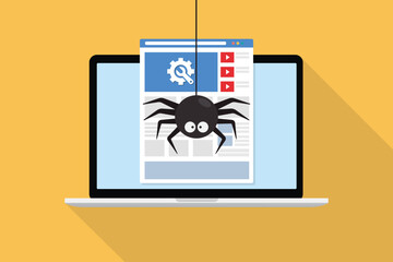 web crawler crawling website data server on computer internet with modern flat style