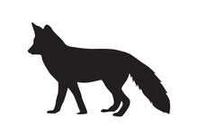 Red Fox Silhouette Vector Isolated. Omnivorous Mammal Or Wild Animal.