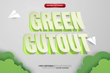 Wall Mural - green cutout paper note Editable text Effect Style