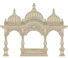 Traditional Indian Mughal Arch Temple Vector Illustration