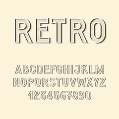 Sticker - Retro 3d font with dots. English letters and numbers.