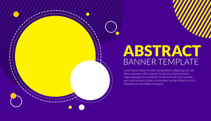 Wall Mural - Abstract banner background vector illustration with circle purple blue and yellow color combination and copy space for advertising or backdrop