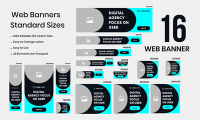 Wall Mural - Digital agency creative web set banner design for social media posts cover and multipurpose usage
