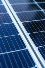 Macro Closeup Of Solar Panels With Visible Cells