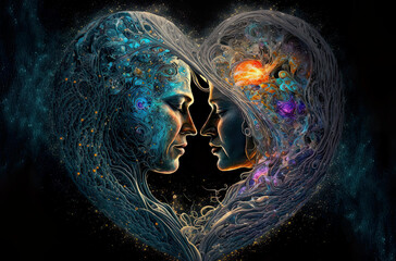 Wall Mural - twin flames, universal love, souls so connected in love, spirituality, love, metaphysical, esoteric,