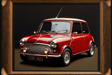 Red Mini Cooper On Ruby Background