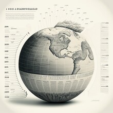 Engraving Of Climate Numerical Model Infographic, Created With Generative AI Technology
