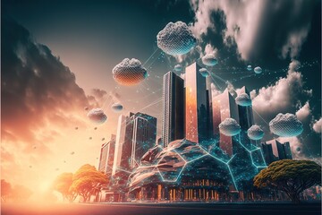 Digital illustration about technology and architecture.