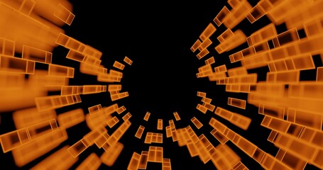 background with code polar array of 3d elements