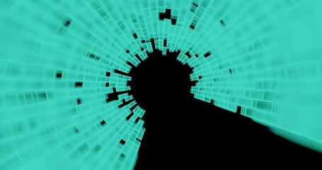background with code polar array of 3d elements