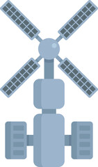 Sticker - Galactic space station icon flat vector. Astronaut spaceship. Cosmos space station isolated