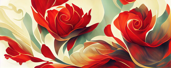 Wall Mural - Beautiful abstract red flower wallpaper (Generative AI)