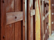 dark brown wooden shop door closed at salt- jordan