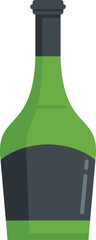 Sticker - Wine bottle icon flat vector. Glass bottle vine label. Alcohol champagne isolated