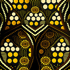 Wall Mural - black modern african wax print pattern illustartion