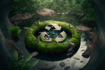 Abstract icon representing the ecological call to the middle of a beautiful untouched jungle