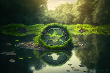 Abstract icon representing the ecological call to the middle of a beautiful untouched jungle