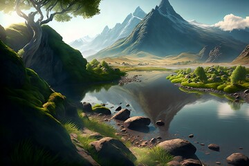 Wall Mural - fantasy forest landscape illustration