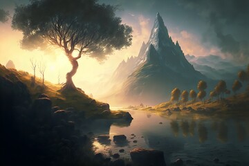 Wall Mural - fantasy forest landscape illustration