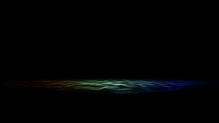 Wall Mural - smooth slow motion moving dotted wavy colorful seascape on dark black copy space background seamless