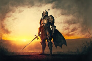 Wall Mural - undead knight in medieval armor